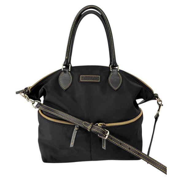 Dooney & Bourke Large Two Pocket Satchel Crossbody Nylon Bag Black Old Money - Picture 3 of 16